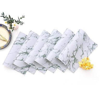 Homaxy PU Faux Leather Placemats for Dining Table, Set of 6, Marble - color: Marble