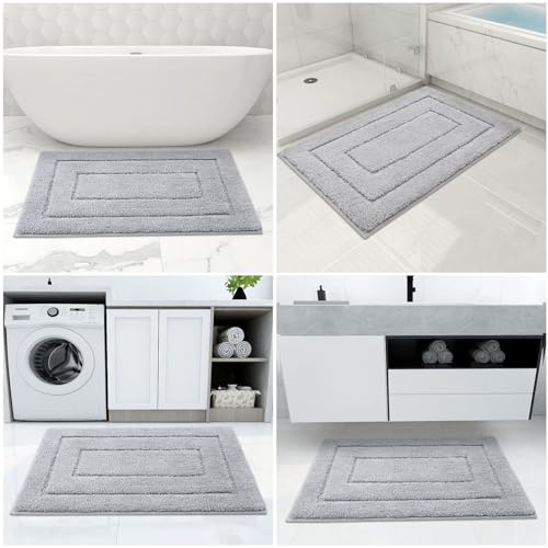 Buganda Microfiber Bathroom Rugs 30x20, Soft Shaggy Absorbent Bath Rugs - color: Grey, size: 30" X 20"