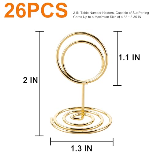 Table Number Holders, 26PCS Place Card Holder, Photo Holder (2" Gold) - color: Gold, size: Small