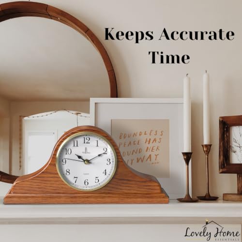 Mantel Clock for Fireplace, Solid Wood Silent Non-Chiming Mantle Clock - color: Light Wood