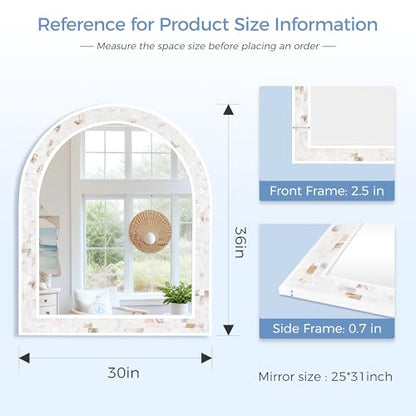 Arched Wall Mirror 30x36 Inch Decorative Bathroom Vanity Mirror - size: 30x36in