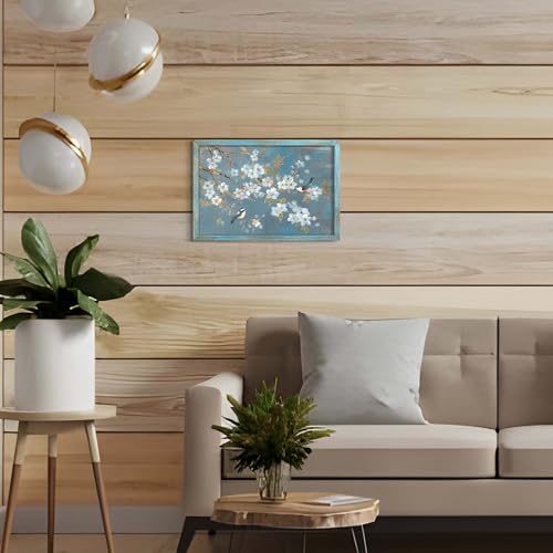 Spring Nature Scene Birds on Blossom Branches Wall Art, 16"Lx11"W - color: Birds on White Blossom, size: 16"L x 11"W
