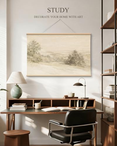 VIYYIEA Extra Large Canvas Wall Art - Soft Watercolor Landscape, 54x36 Inch - color: Soft Watercolor Shrubland