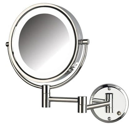 JERDON Hardwired Wall-Mount Makeup Mirror - 8X/1X - Chrome - HL88CLD - color: Chrome Direct Wire