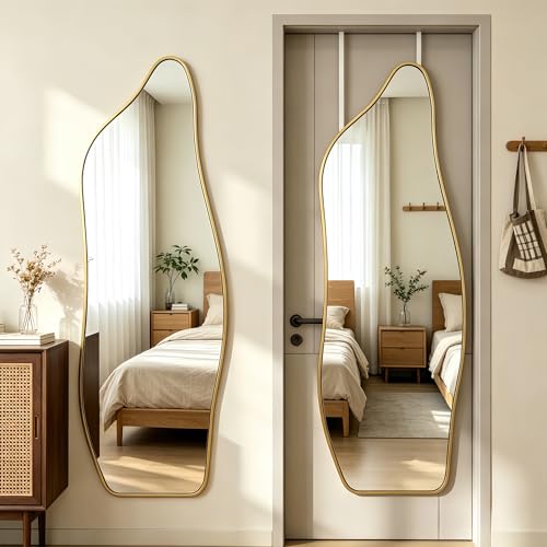 48"x16" Full Length Door Mirror, Dolphin Hanging Mirror, Gold - color: Gold, size: 48"L x 16"W