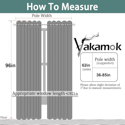 Yakamok Grey Room Darkening Curtains 62x96 inch Gray Grommet-Living Room - color: Grey, size: 62"W x 96"L (Pack of 2)