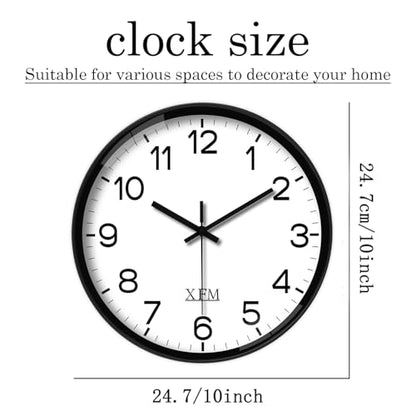 XFM 10 Inch Modern Small Wall Clocks Battery Operated Silent - color: Black, size: 10 Inch-1pcs