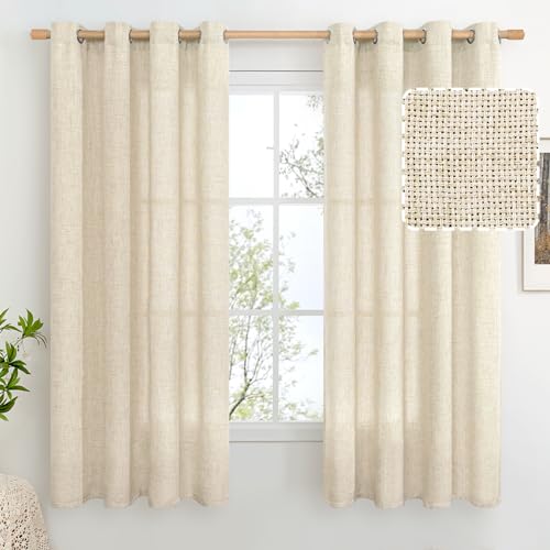BGment Begie Faux Linen Curtains 63 Inch Length 2 Panels for Bedroom - color: B - Linen Beige, size: 52"W x 63"L (Pack of 2)