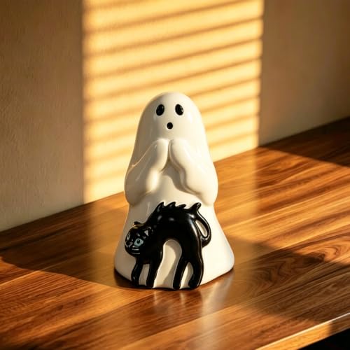 Halloween Ghost Figurine Cute Cat Spooky Resin Statue 1 PCS - color: Styl 21