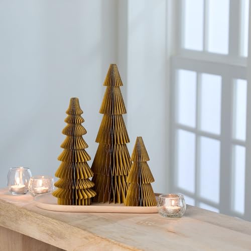 Your Heart's Content Winter Honeycomb Paper Trees (Medium Set 3 Gold) - color: Medium Set 3 Gold