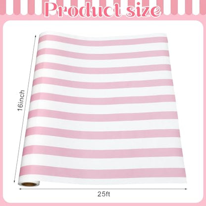 AmazingSpark Striped Table Runner Roll,Pink,50' Long X 16" Wide - color: Pink, size: 50' Long X 16" Wide