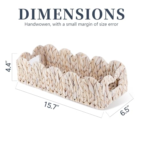 Coeusy Scalloped Toilet Paper Basket, Wicker Basket for Bathroom Organizer - color: White Rectangular