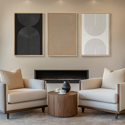 3D Textured Large Framed Boho Neutral Abstract Wall Art Set of 3, 20x30 In - color: Neutral --A, size: 20"w X 30"h X 3pcs