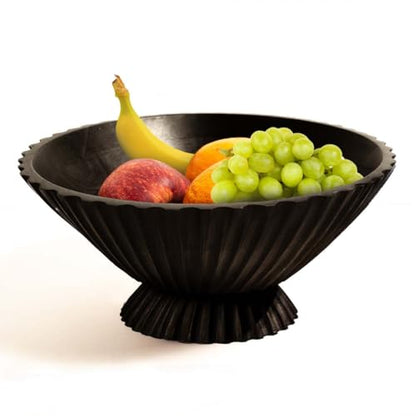 Folkulture Wooden Fruit Bowl for Kitchen Island,(11") Countertop - color: Charcoal