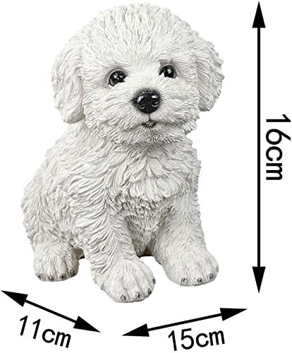 Dog Figurine Resin Dog Statue Animals Sculpture for Home Farm House Living Room Porch Decor - White