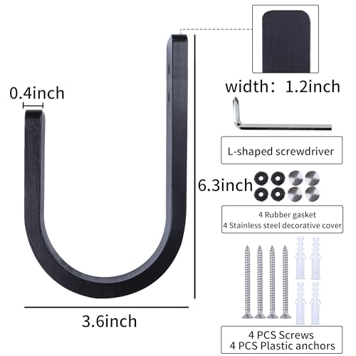 2 Pack Curtain Tiebacks Wood Curtain Holdbacks U Shaped Curtain Hooks Curtain Tie Backs Wall Mount Curtain Holder Curtain Pull Backs Tie Backs for Curtains (Black, 2) - color: Black