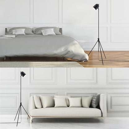 O'Bright Helios - Adjustable Tripod LED Floor Lamp, Dimmable, Swivel Head, Perfect for Reading and Task Lighting, Black - color: Black