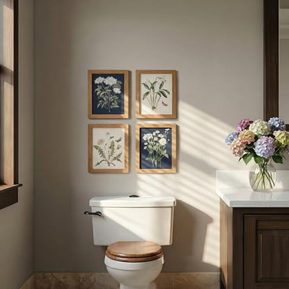 Framed Botanical Wall Art for Bathroom, 4 Pcs, 8x10 Inch