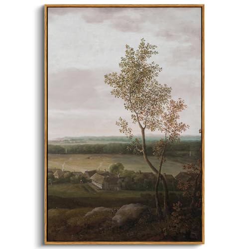 InSimSea Framed Canvas Prints Art Vintage Decor, Rural Scenery Landscape Paintings, Large Countryside Farmhouse Hanging Wall Decorations for Living Room Dining Room Bedroom, 24"x36" - color: View of the Country, size: 36"L x 24"W