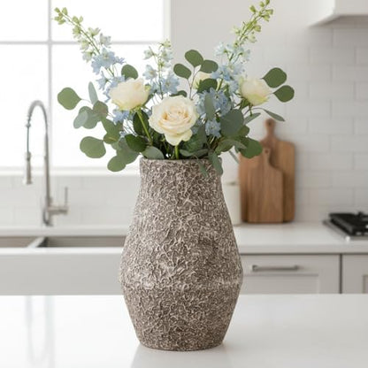 Brown Ceramic Vase, Terracotta Flower Vases, 11 Inch - color: Rustic Brown, size: 11 inch