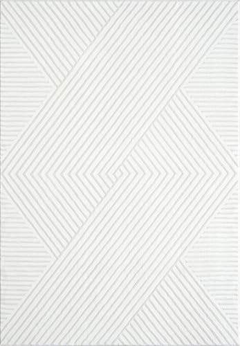 Abani Cream Area Rug for Living Room, Bedroom- Geometric Lines- 9 x 12 -Durable & Easy to Clean - color: Cream, size: 9' x 12' (Rectangular)