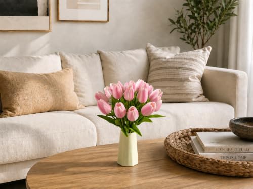 Mandy's 20 Stems Peach Pink Artificial Tulip Flowers for Home Centerpieces - color: Peach Pink 20pcs