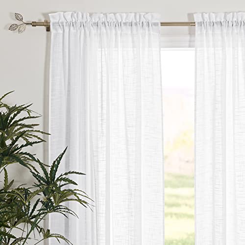 RYB HOME White Semi Sheer Curtains for Small Window 45 inches Long - color: White, size: 42"W x 45"L (Pack of 2)