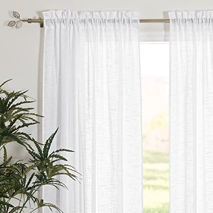 RYB HOME White Semi Sheer Curtains for Small Window 45 inches Long - color: White, size: 42"W x 45"L (Pack of 2)