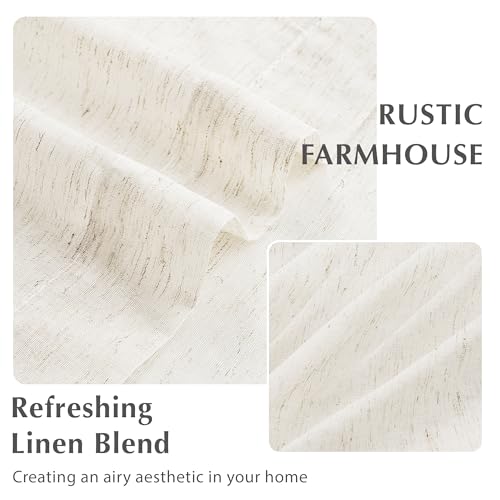FMFUNCTEX Beige Linen Pinch Pleated Sheer Curtains, 63 Inches, 2 Panels - color: Pinch Pleat| Natural, size: 52"W x 63"L (Pack of 2)