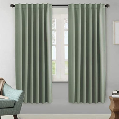 H.VERSAILTEX Blackout Curtains Thermal Insulated Window Treatment Panels Room Darkening Blackout Drapes for Living Room Back Tab/Rod Pocket Bedroom Draperies, 52 x 72 Inch, Light Sage, 2 Panels - color: Light Sage, size: 52"W x 72"L (Pack of 2)