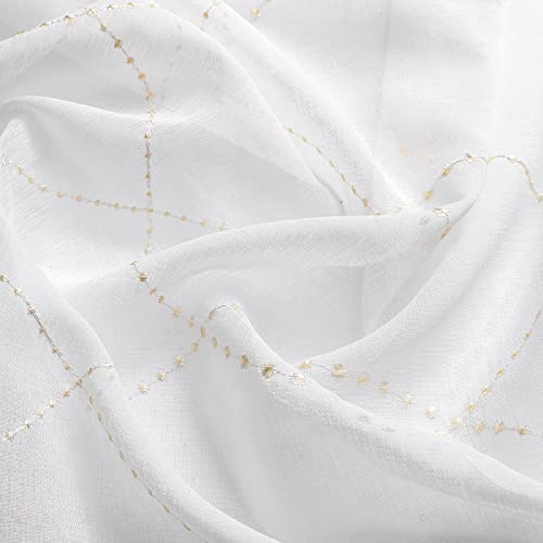 VISIONTEX White Sheer Curtains Beige Dots Moroccan Embroidered 72 Inches - color: Dots-beige, size: 54"W x 72"L (Pack of 2)