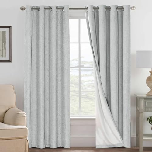 H.VERSAILTEX 100% Blackout Linen Curtains 90" L 2 Panels Glacier Gray - color: Glacier Gray, size: 52"W x 90"L (Pack of 2)