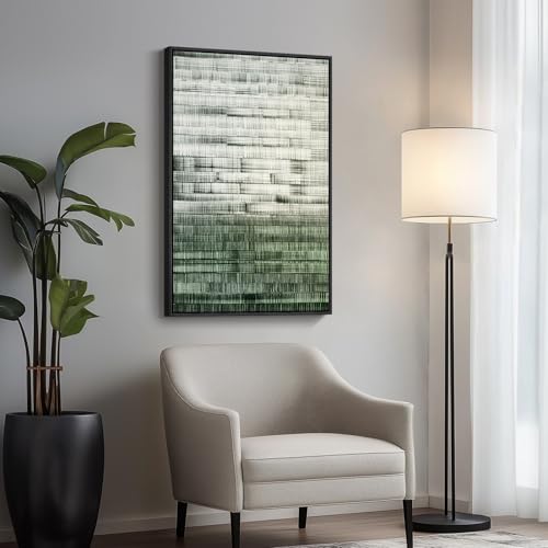 Framed Dark Sage Green Modern Abstract Wall Art, 1 Piece 24x36 In - color: Green White A