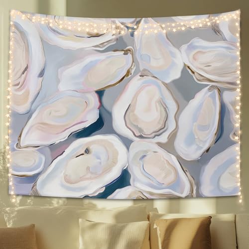 STHTTSW Coastal Beach Tapestry, Coastal Beachy Tapestries Wall Blanket, Sea Oyster Shell Ocean Tapestries Wall Hanging Decor for Beach Bedroom House Cabin Kitchen, 50x60 Inch - color: Coastal