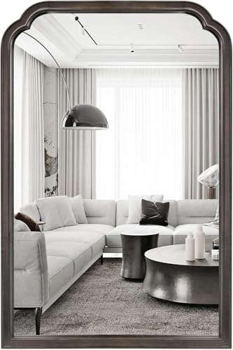 WallBeyond Wood Bathroom Mirrors for Wall Mounted, 20" x 30" Rustic Wood Frame Wall Mirrors Decorative for Living Room or Bedroom Vanity Mirror (Black) - color: Black B, size: 30"L x 20"W