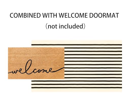 Washable Outdoor Rug 3'x5',Black and Beige Striped Area Rug - color: Beige Black, size: 3' x 5' (Rectangular)