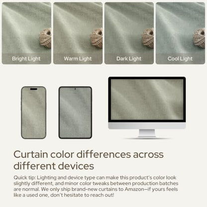 HOMEIDEAS 100% Blackout Sage Green Faux Linen Curtains 84''L 2 Panels - color: Sage Green, size: 52"W x 84"L (Pack of 2)