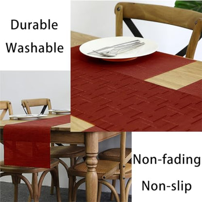 PIGCHCY Placemats,Washable Durable Vinyl Woven Table Mats,Elegant Heat Resistant Placemats for Dining Table Set of 4 (18 x 12 inches,Burgundy Red) - color: C: Red Burgundy, size: 4 Placemats