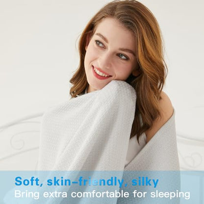 AmyHomie Cooling Blanket Queen Size 90"x90", 100% Rayon Derived from Bamboo - color: Light Gray, size: Queen (90"x90")