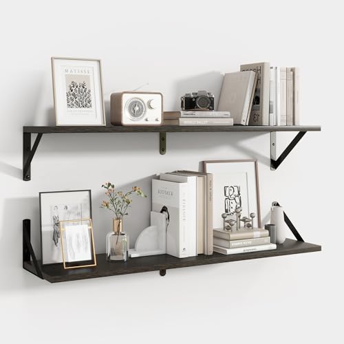 Axeman 32 Inch Floating Shelves, 8 Inch Deep Black Wall Shelves Set of 2 - color: Black, size: 31.5 Inch