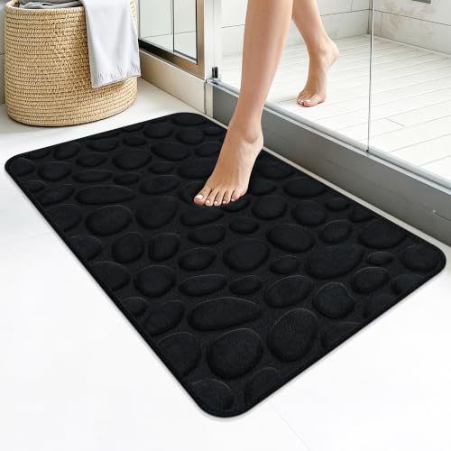 Memory Foam Bath Mat 32x20, Soft Absorbent Bathroom Rug, Black - color: Black, size: 20"x32"