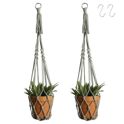 Artilady Macrame Hanging Planter for Indoor Plants Boho Plant Hanger Holder - color: Sage Green
