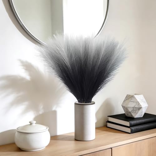 50Pcs 21.6'' Black Gradient Pampas Grass, Faux Pampas Grass Vase Filler - color: Black, size: 21.6inch-50Pcs