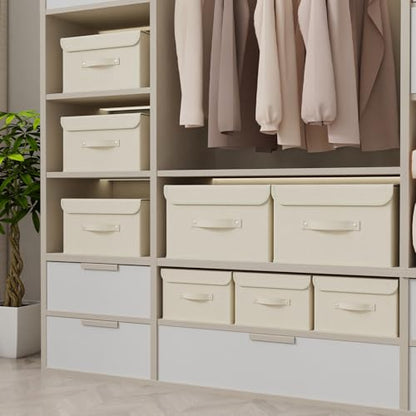 Cloth Storage Baskets with Handles,Beige 10.2x7.9x6.7in,5 Pack - color: Beige, size: 10.2x7.9x6.7in(5-pack)