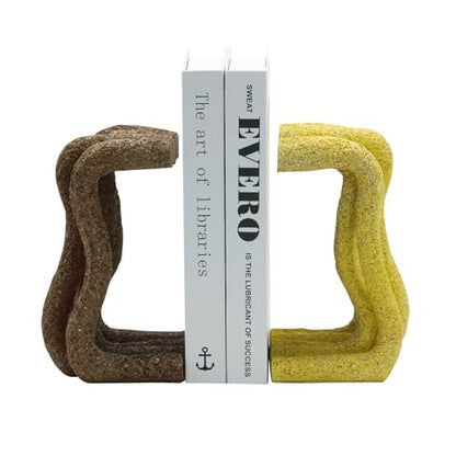 Lukitas Unique Wave Decorative Bookends Heavy Duty Book Holder, Resin 7.5'' - color: Wave