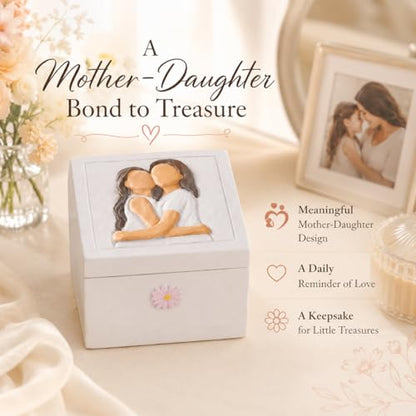 Mother and Daughter Figurines Keepsake Box - Sentimental Jewelry Gift Box for Mom, Grandma, Sister or Best Friend - Unique Birthday, Christmas, Mothers Day Gifts for Women, Female, Girls (Embrace) - style: Embrace
