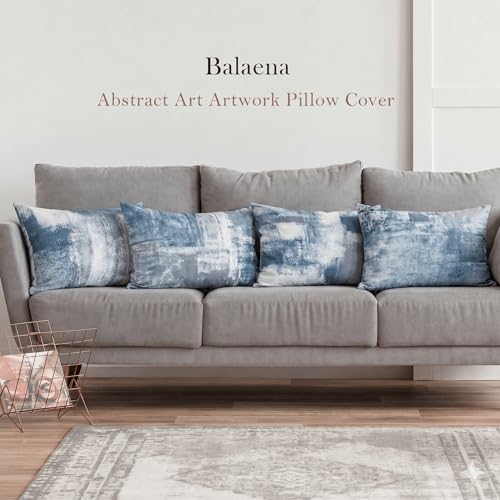 Modern Abstract Throw Pillow Covers 12x20, Blue & Grey Set of 4 - color: Blue and Grey, size: 20" x 12" (Pack of 4)