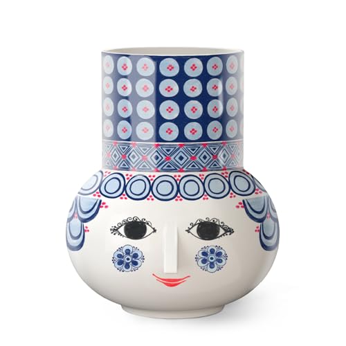 Bjørn Wiinblad Olga Vase | Hand-Painted Glazed Ceramic | Blue | 7.9 in - color: Blue, size: Medium