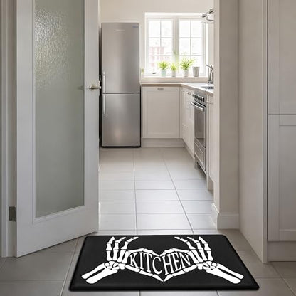 Kitchen Rugs for Floor 2 Pcs Memory Foam Padded Anti Fatigue Kitchen Mat - color: Black