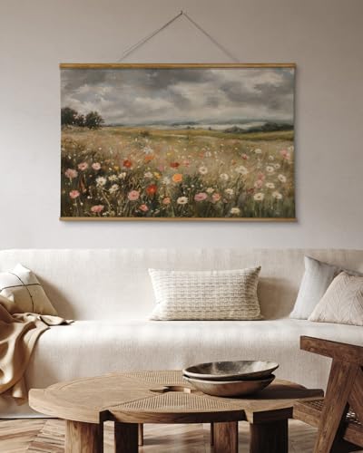 ARPEOTCY Extra Large Framed Wall Art, Colorful Wildflower Print, 36x54In - color: Sunny Flower Field